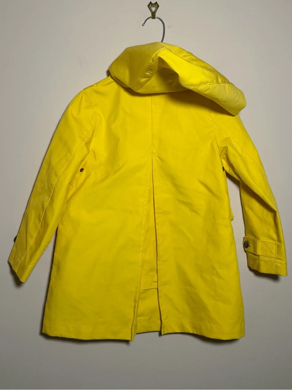 Ralph Lauren Girls Yellow Hooded Raincoat Jacket 4T Cotton Button Front Hood